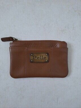 Vintage Pelle Studio Brown Faux Leather Zippered Coin Purse Pouch Wallet